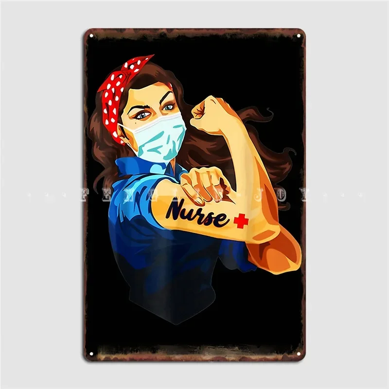 Strong Nurse Rosie Riveter Poster Metal Plaque Club Party Wall Designing Plaques Tin Sign Posters