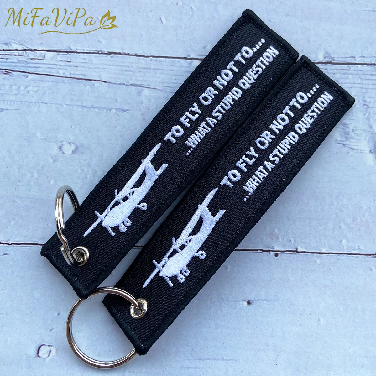 3 PCS TO FLY OR NOT TO, WHAT A STUPID QUESTION Black Keychain Phone Strap Embroidery Aviation Key Chains for Flight Crew Gift Ke