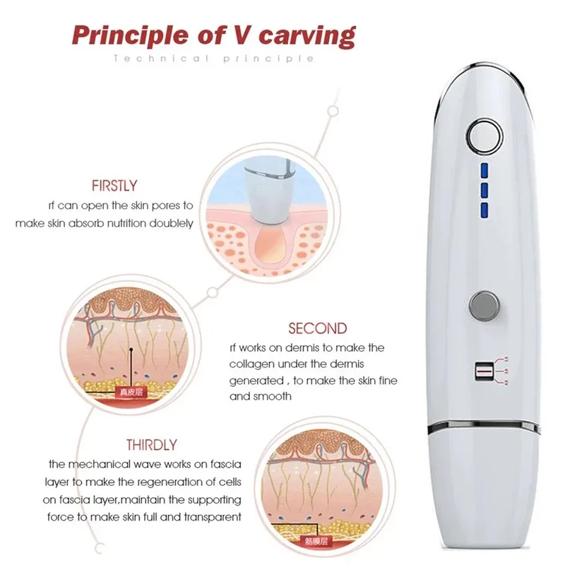 Mini Hifu Ultrasonic RF Facial Massager Lifting Wrinkle Removal Line V-Shape Anti-Aging Skin Tightening Face Care Beauty Device