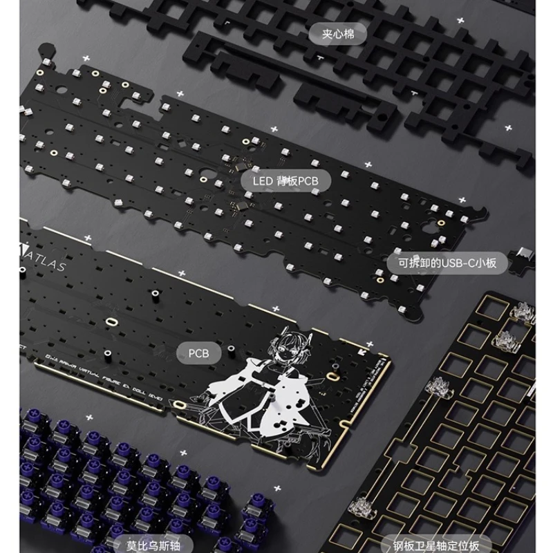 

RAKKA 60v2 ATLAS (V2) Клавиатура с магнитной осью 8 кГц Частота возврата DIY Custom 0,014 мс RGB с возможностью горячей замены для магнитной клавиатуры Holy60