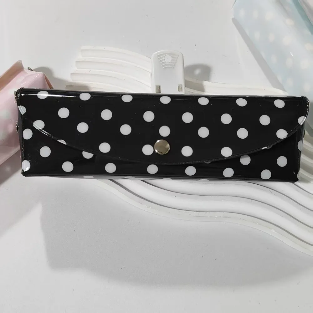 INS PVC Pencil Case Polka Dot Design Snap-button Type Pen Bag Pen Pouch Back To School