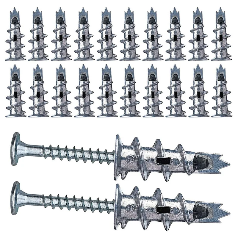 

240 Pcs Metal Self Drive Anchor Plasterboard Dowels With Screws 4.5 X 35Mm For Single-Layer And Double-Clad Plasterboar