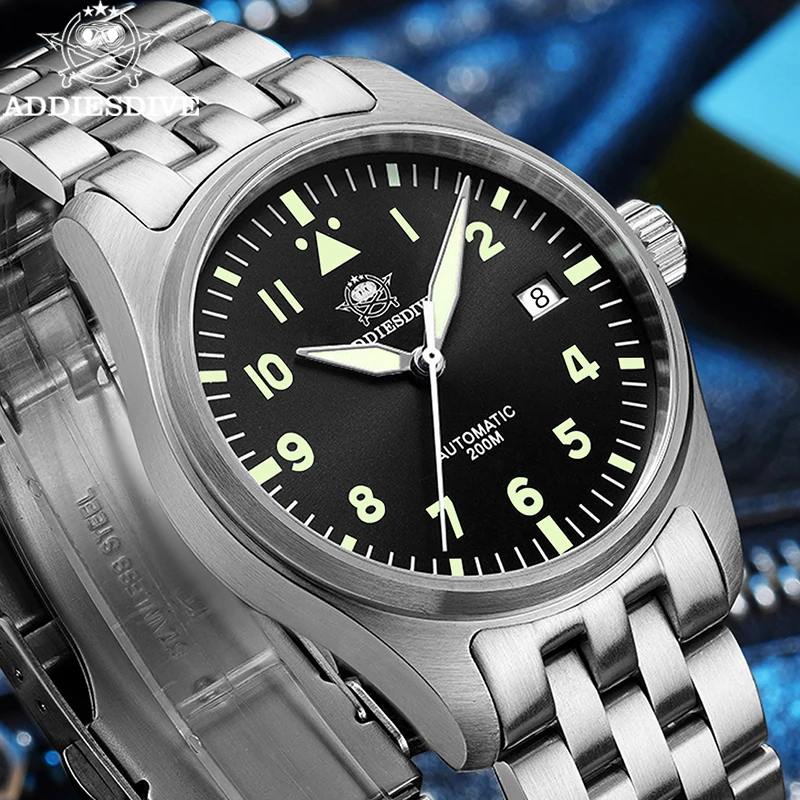 

ADDIESDIVE New Men Vintage Watch Top Brand Luxury Sapphire 8215 Mechanical Watch C3 Super Luminous 200m Waterproof Dive Watches