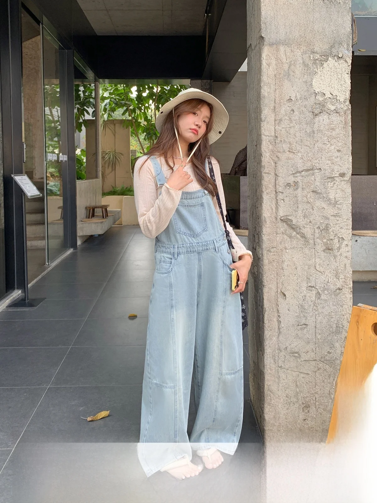

Sisilyon Korean Style Wide Leg Overalls Women's Spring Summer Lazy Feelings Denim Suspenders Pants High Waist Long Pants