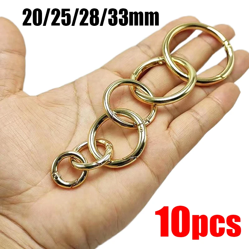 

10pcs Metal O Ring Keyring Spring Buckles DIY Jewelry Openable Round Carabiner Keychain Clasp Bag Clips Snap Hook 20/25/28/33mm