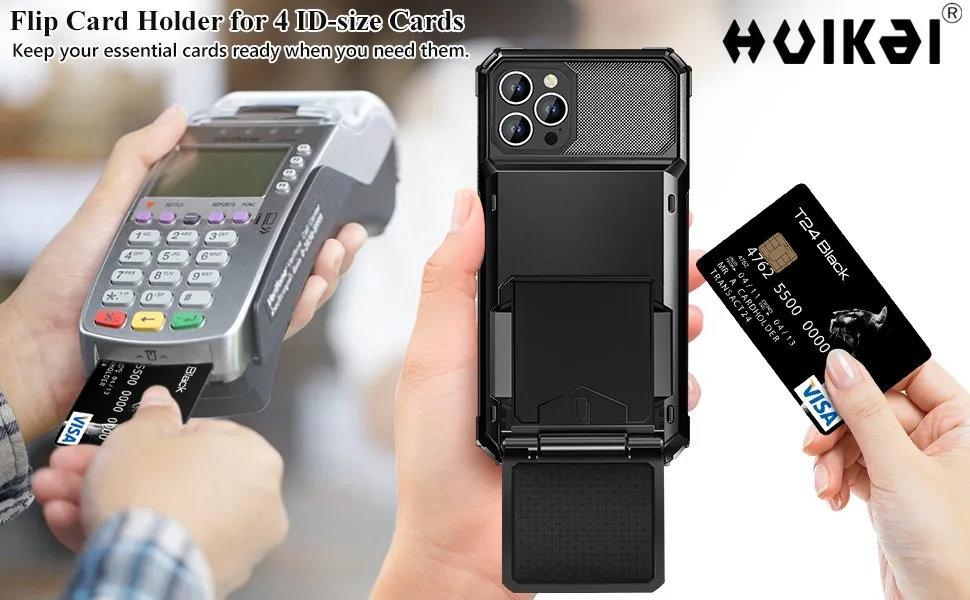 Kartenhalter-Hülle für iPhone 18 Pro Max 17e 17 Pro Max 16 15 14 13 Robuste Brieftasche Versteckter Klappschlitz Schützende Hartschale – Detail 5