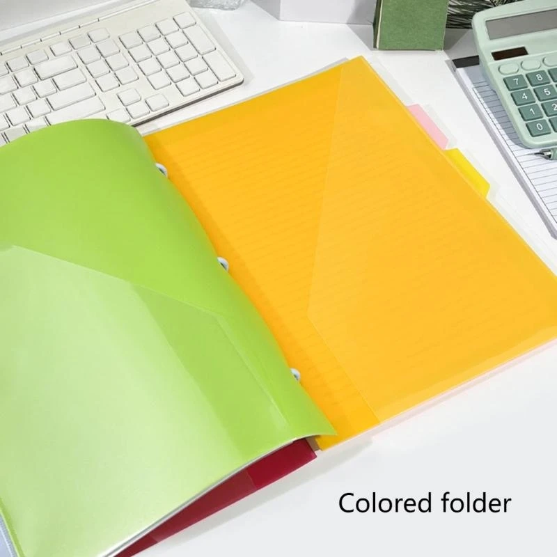  5 Pcs 3 Holes File Folders Document Organizers Plastic Dividers for School