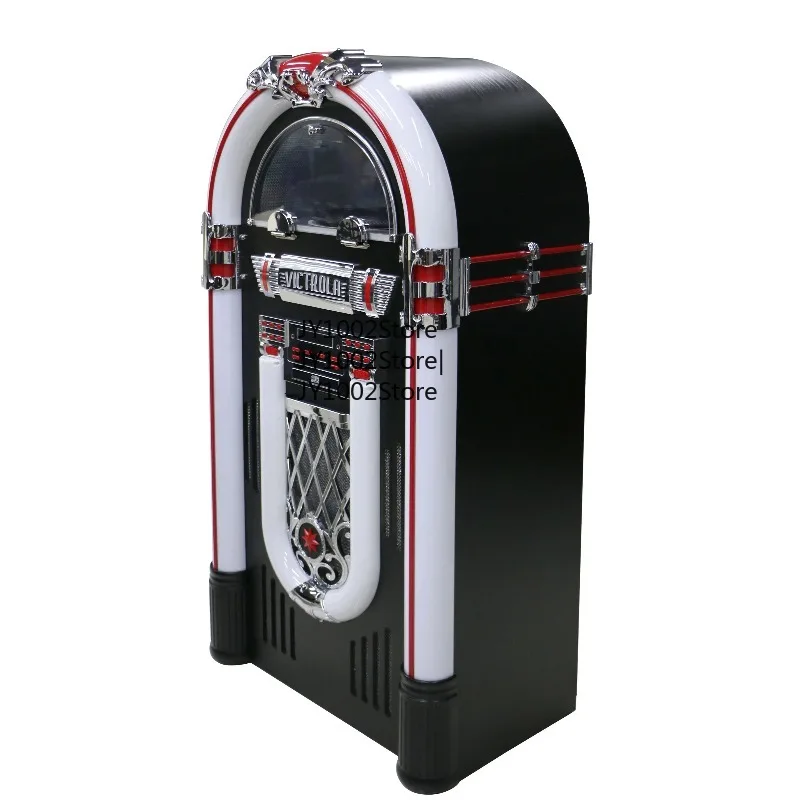 Full Size Big Retro with LED Colorful Light CD BT Turntable Player  Music Combo Digital Jukebox