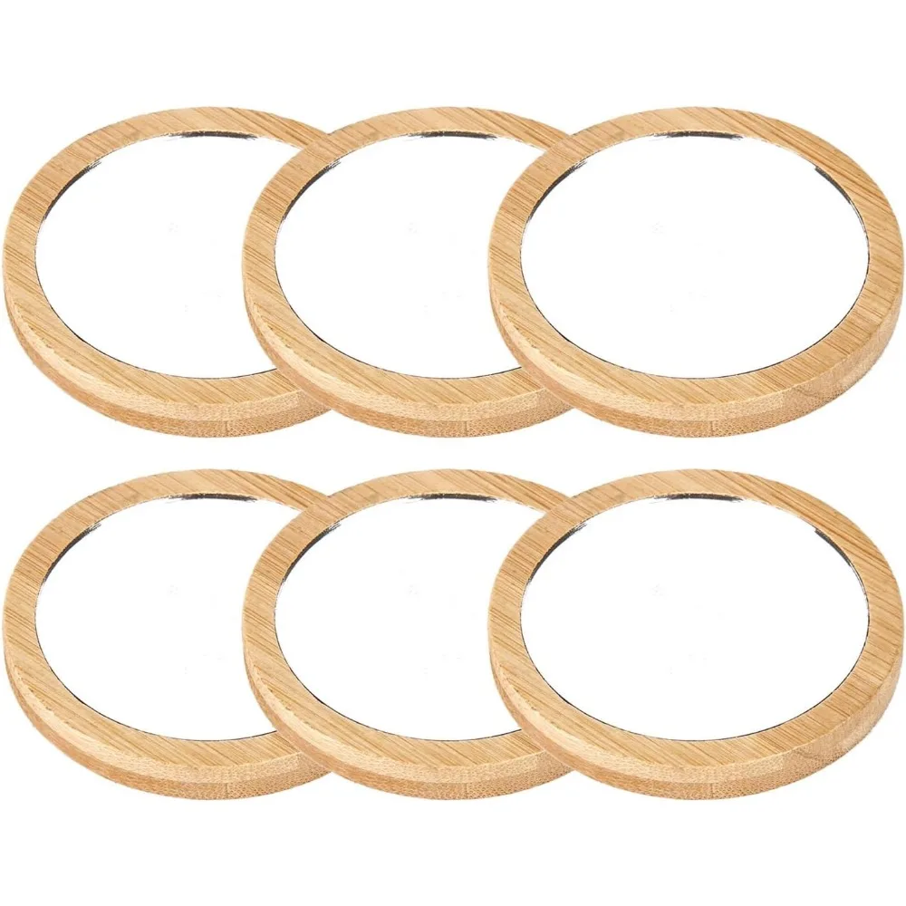 

Makeup Mirror, 6 PCS Wooden Portable Mini, Round Glass Small Pocket Hand Mirror Portable, Hand Makeup Mirrors