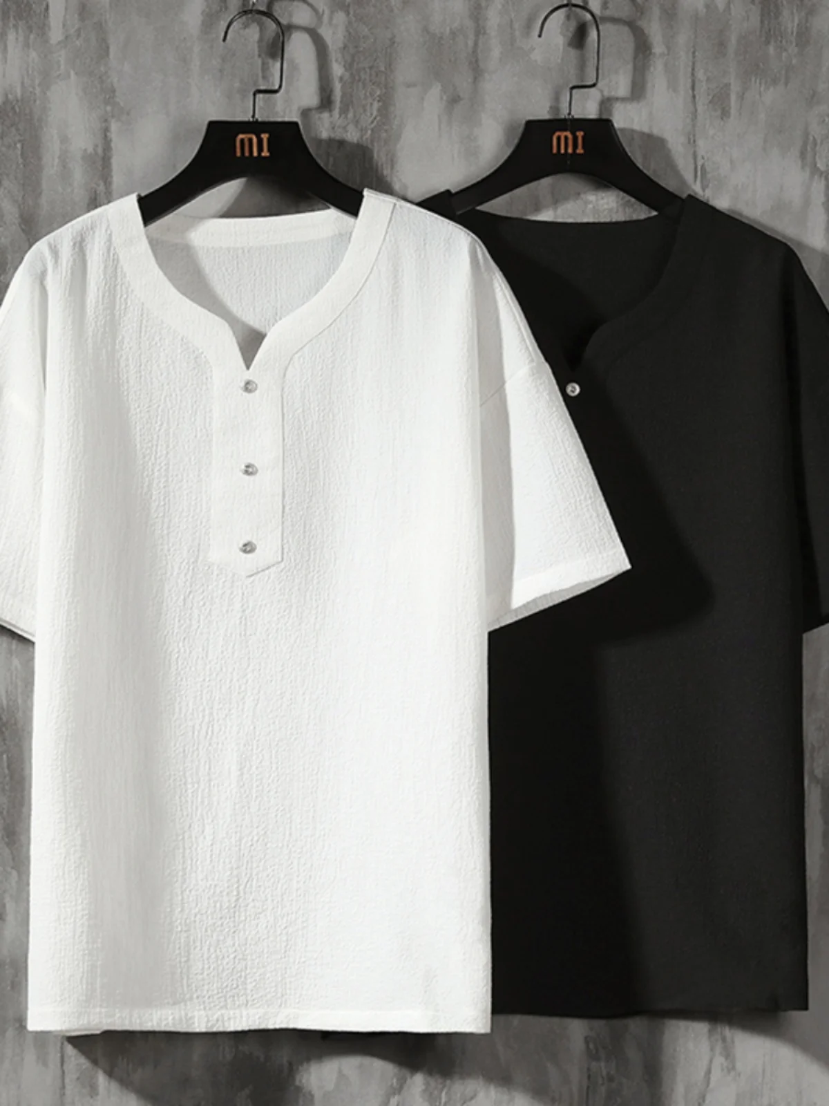 

Cleanfit White Small V-Ne Men's T-irt Summer Trendy Brand Ice Sensation ort Sve Cotton Linen Casual oulder-Length ...