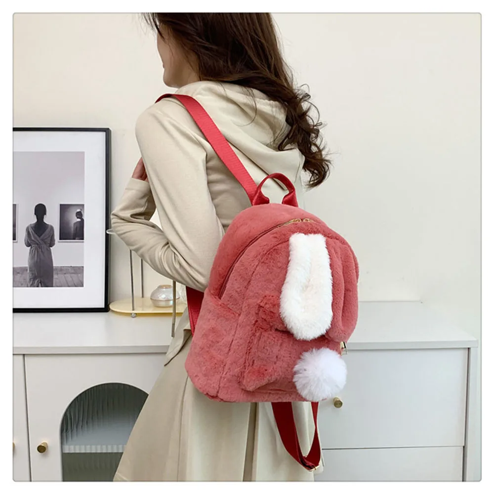 Personalized Plush Backpack For Women In Autumn And Winter, New Cute Rabbit Ears, Plush Women\'s Backpack, Plush Bag