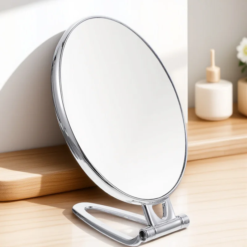 Doppelseitiger 3-fach vergrößernder Handspiegel für Make-up, Rasieren, Zupfen, Zahnseide, tragbarer Spiegelständer, drehbarer Desktop