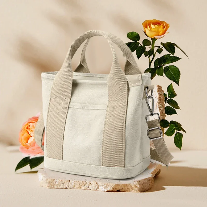 

Crossbody Bag with Zipper This Thousand Layer Bag Lady Single Shoulder Portable Thickened Canvas Mobile Phone Bucket Tote Bag
