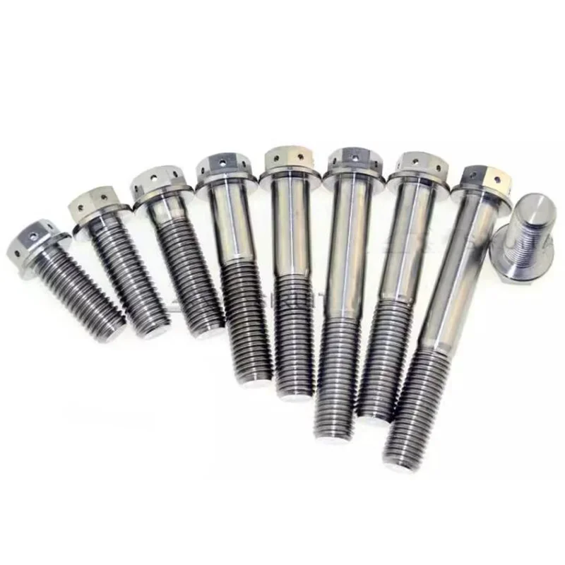 M10 Pitch 1.25 1.5 Titanium Hex Drilled Head Flange Bolt 20mm 25mm 30mm 35mm 40mm 45mm 50mm 55mm 60mm 65mm 70mm 80 90 100mm Long