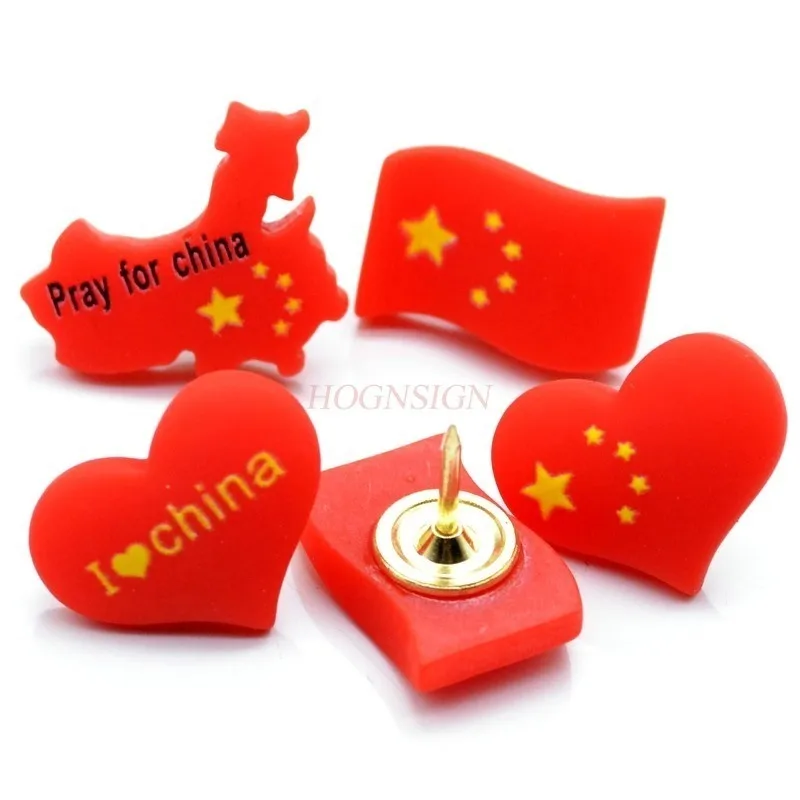 4pcs Resin Red Flag Map Nail Wall Nail I-shaped Color Nail Creative Cork Big Head Push Pin