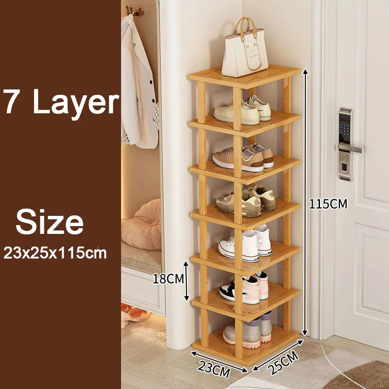 Natural Wood Shoe Rack Multi-Layer Stackable Shoe Organizer Wall Corner Storage Rack Space Saving Shoe Cabinet Home Shoe Shelf