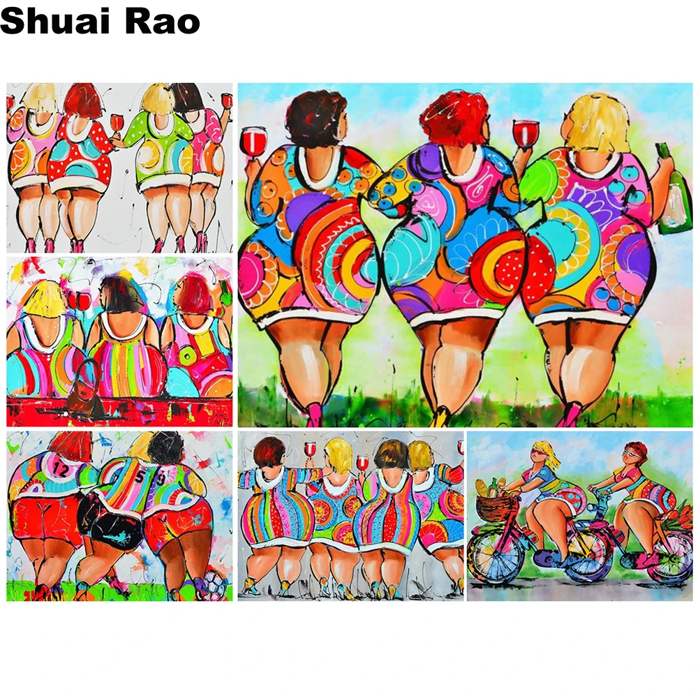 5d fat lady diamond painting full diamond mosaic set cartoon woman diamond embroidery cross stitch home decor drop shipping