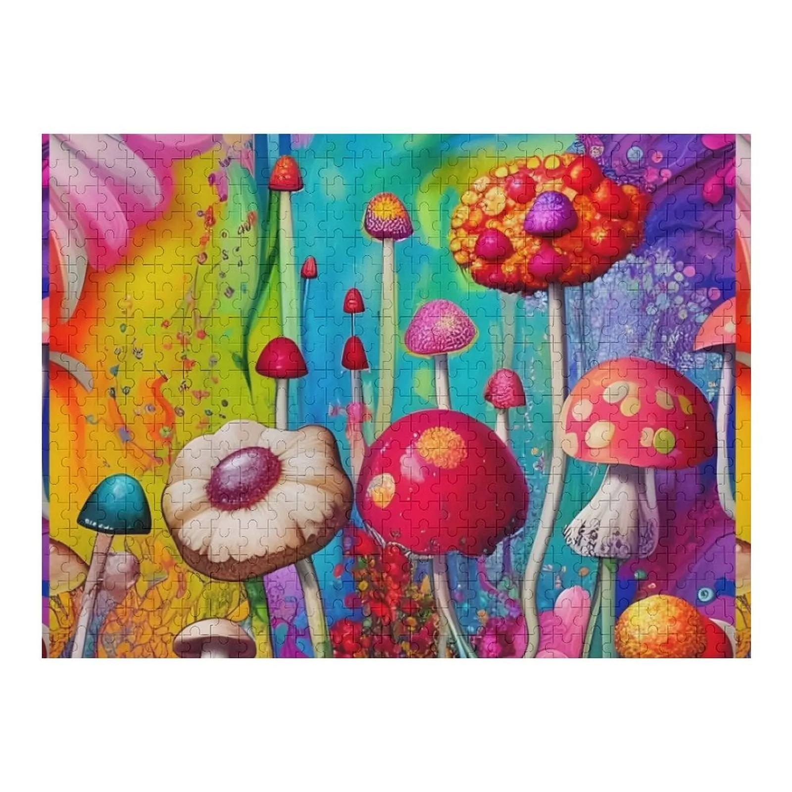 

Пазл с грибами и цветами, подарки на заказ, деревянный пазл с именем