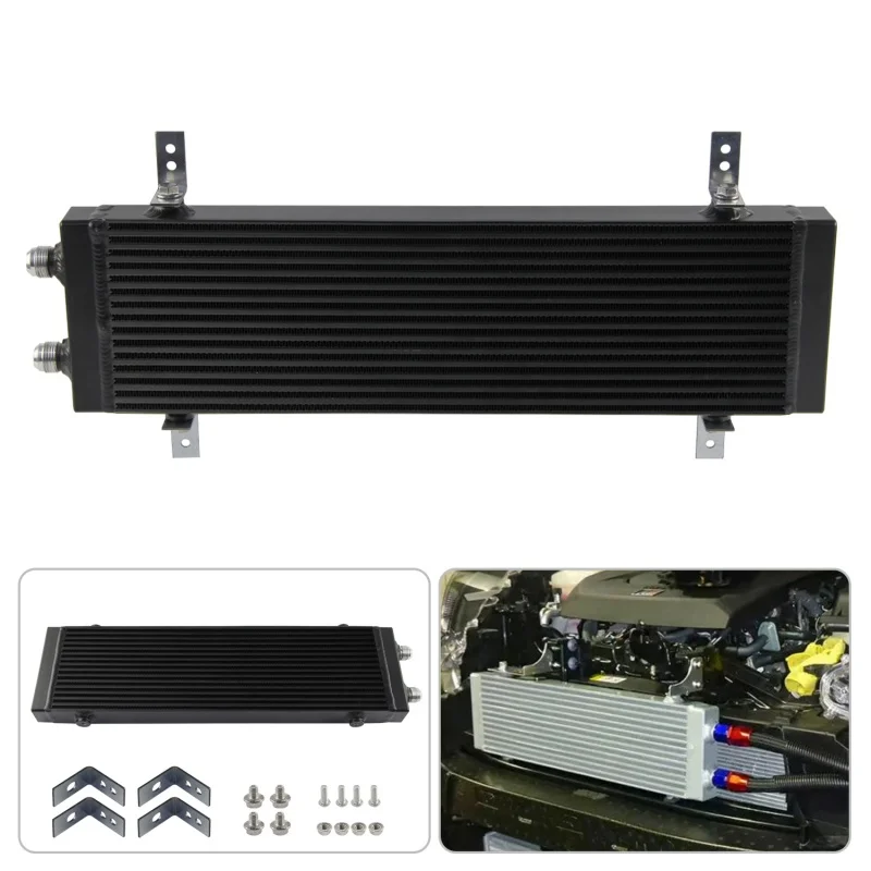 

Универсальный двухпроходной масляный радиатор стержня и пластиной, большой сердечник 18,5 x 5,5 x 1,58 дюйма, черный/серебристый