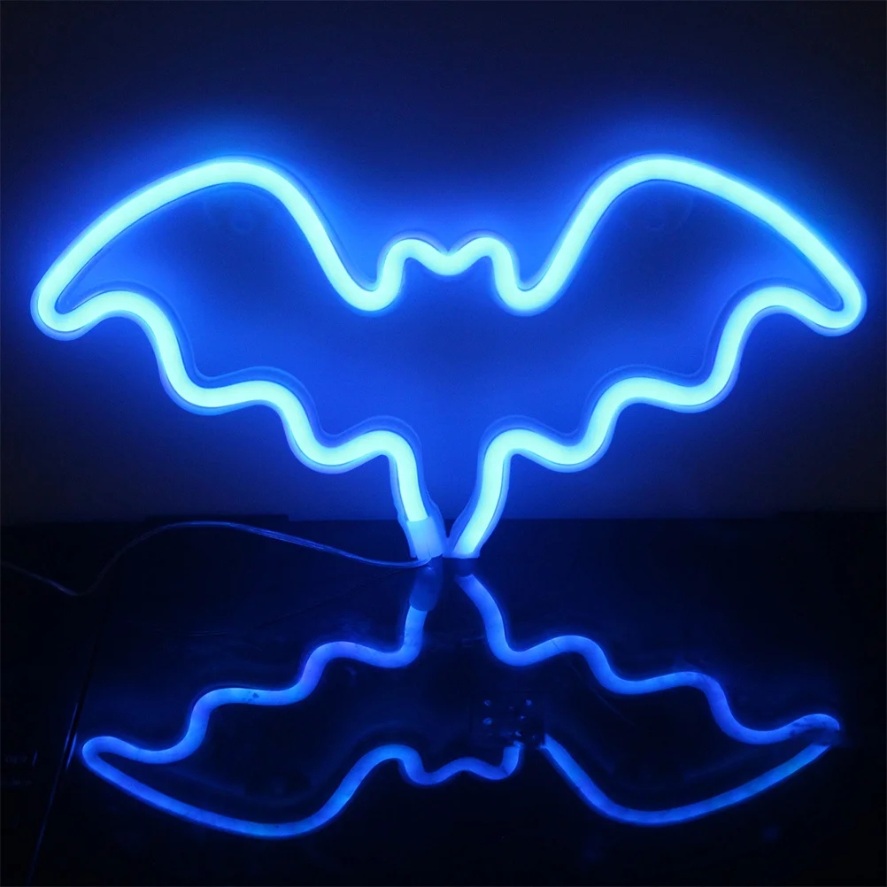 

Led Bat Shape Neon Sign Lamp, Powered Night Light For Bedroom Living Room Office, Creative Halloween Decor, Indoor
