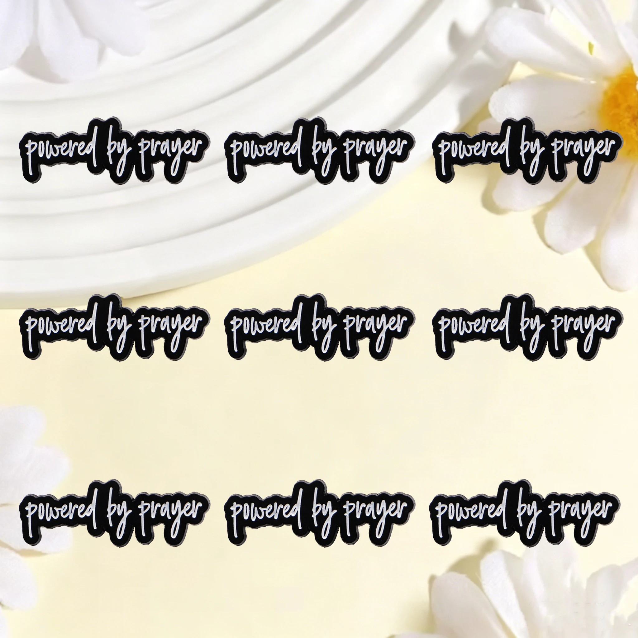 9pcs Powered By Prayer Enamel Pins Motivational Quote Badge for Backpacks Collar Lapel Pin Hat Jewelry Birthday Gift for Friends