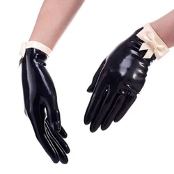 Rubber Latex  Shorts Gloves with Small Bowknot S-LA102