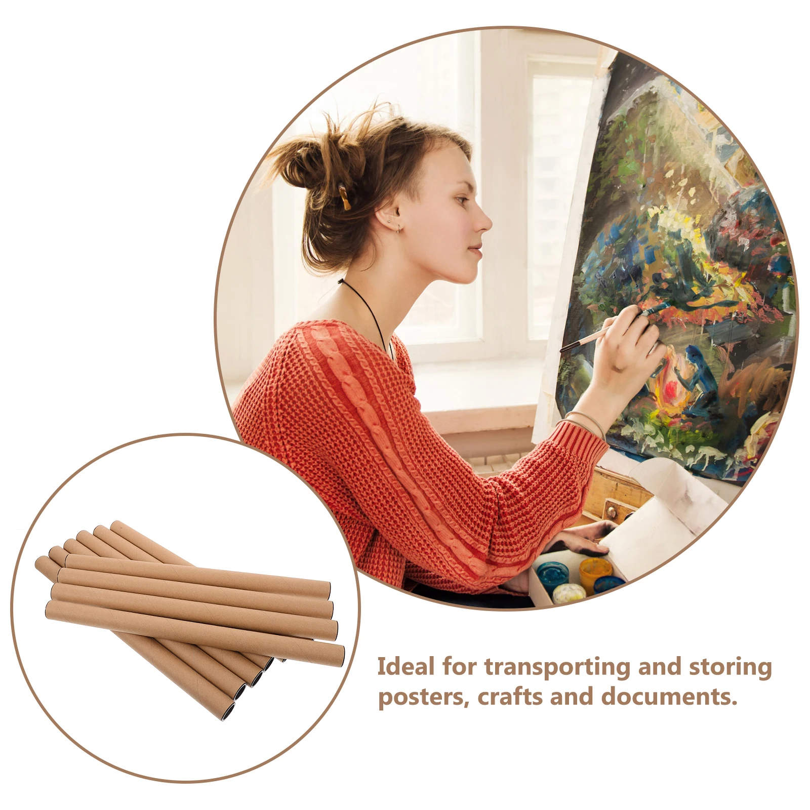 10Pcs Drawing Storage Case Sturdy Poster Carrying Tube Brown Cardboard Packaging for Safe Shipping and Handling