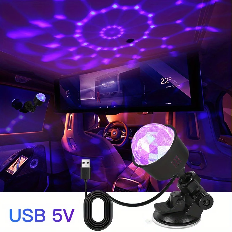 USB Nachtlicht LED Sternen Himmel Projektor Licht Sound Aktiviert RGB Auto Rotierenden Bühne Strobe Lampe Tragbare Zimmer Party Decor