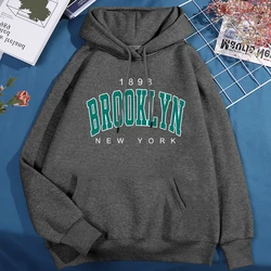 1898 Brooklyn New York Printing Men Women Hoodies Cute O-Neck Hoodie Pattern Fleece Sweatshirt Street Crewneck Couple Hoody