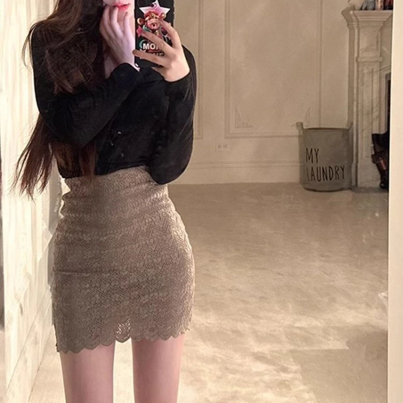 Female Skirts 2024 Lace Short Mini Women's Skirt Clothing Trend Korean Fashion Offer Original Hot Aesthetic Sales Harajuku V On