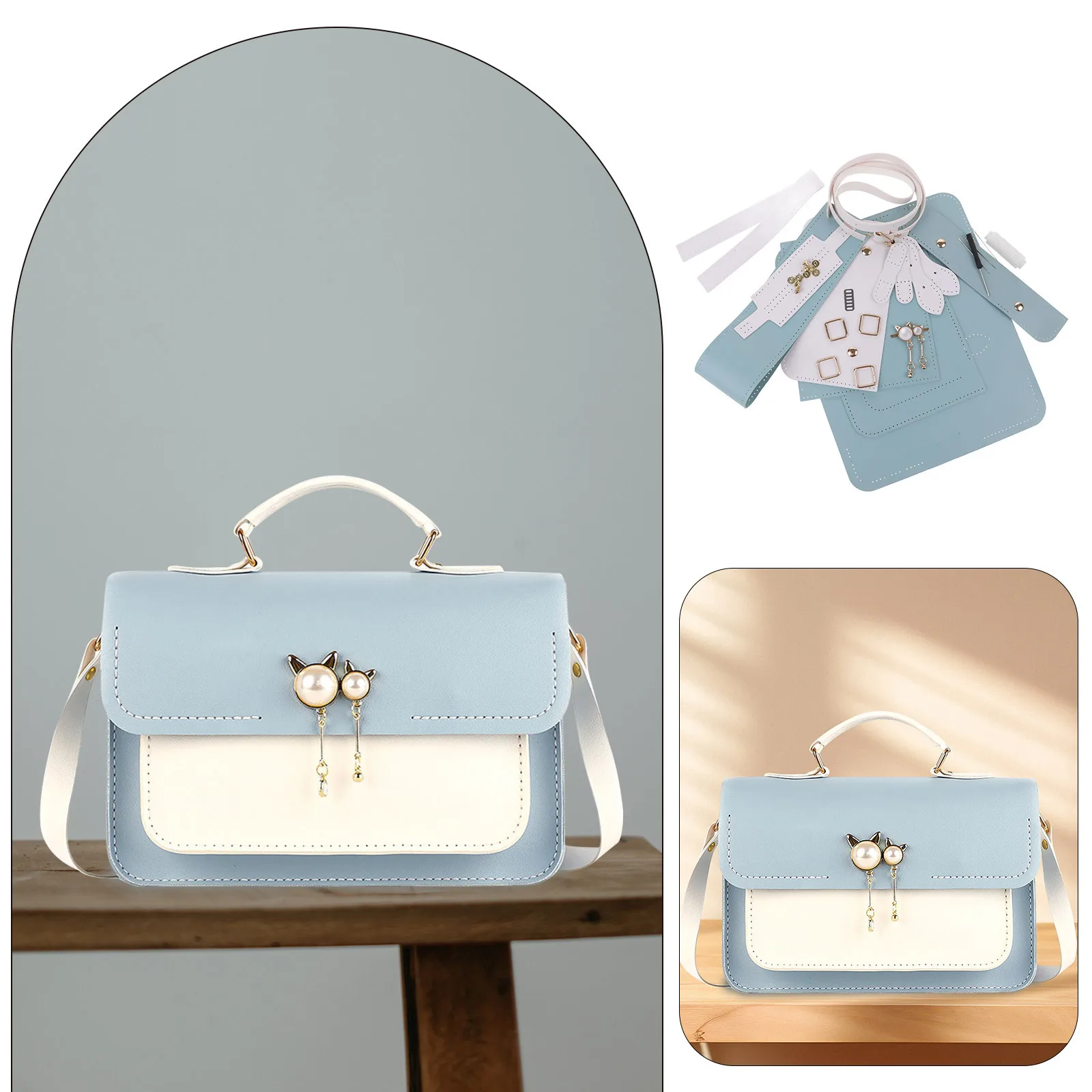 

1 set 1 Set Handbag Making Kit Sewing Material Crossbody Bag All Accessories Diy Pu Bag Knitting Set For Beginners Gift