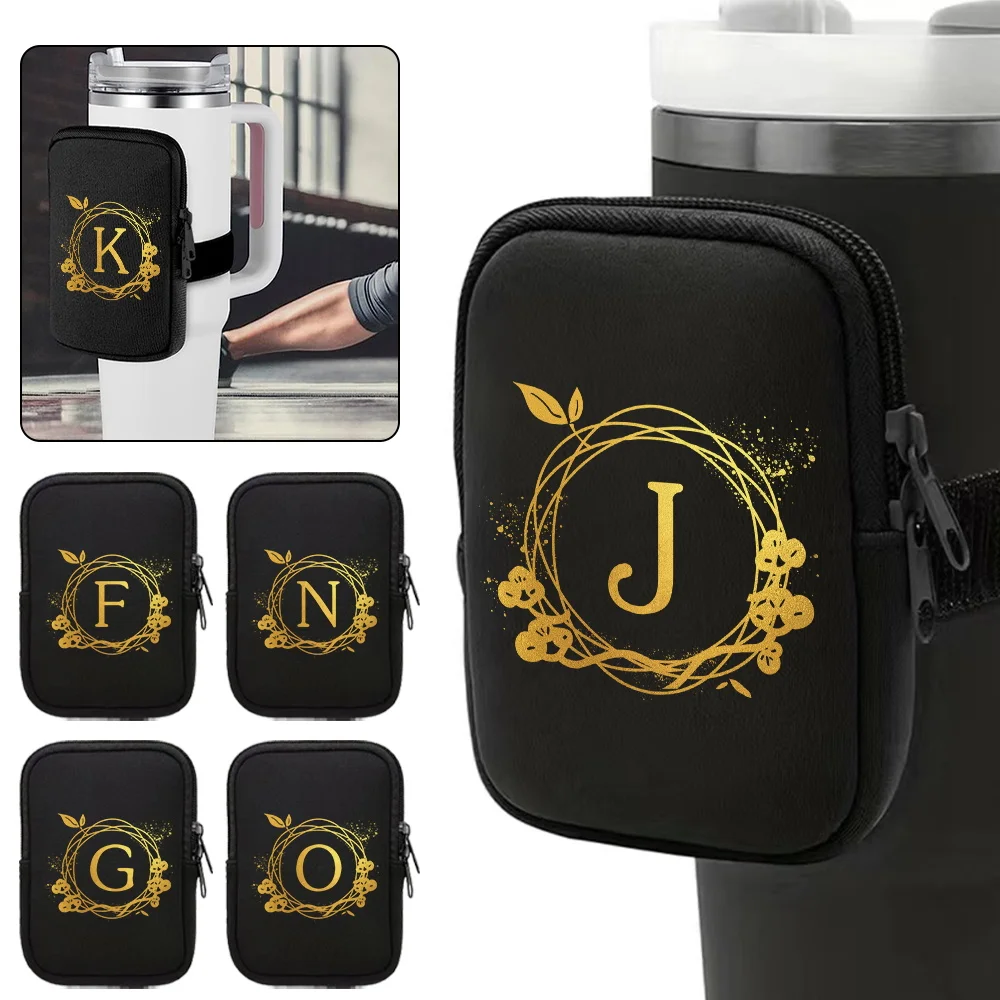 Sacs unisexes pour bouteilles d'eau, sacs de rangement pour petits objets, série à motif de couronne sportive, accessoires de fitness, sac à fermeture éclair pour bouteille d'eau