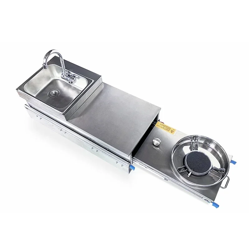 RV pull-out sink 304 stainless steel electric pulse ignition gas stove RV external kitchen RV stove