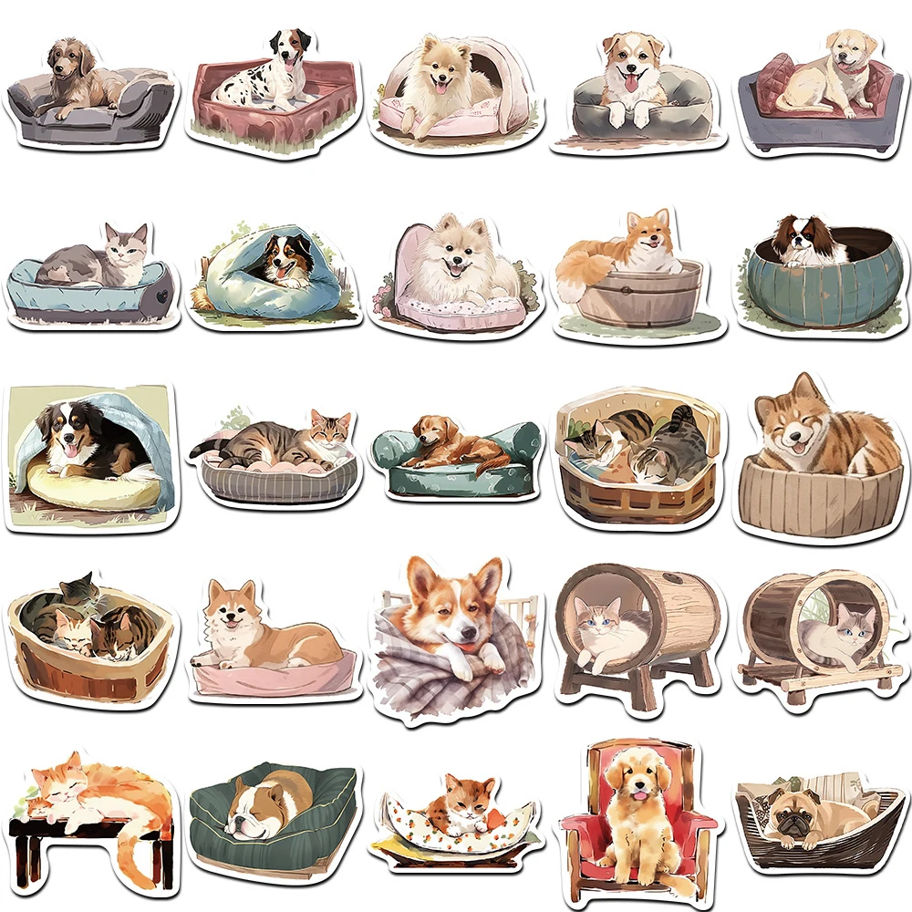 10/30/50pcs Cute Pet Animal Dog Cat Stickers Funny Cartoon Decals Laptop Notebook Phone Fridge Aesthetic Decoration Sticker Toys