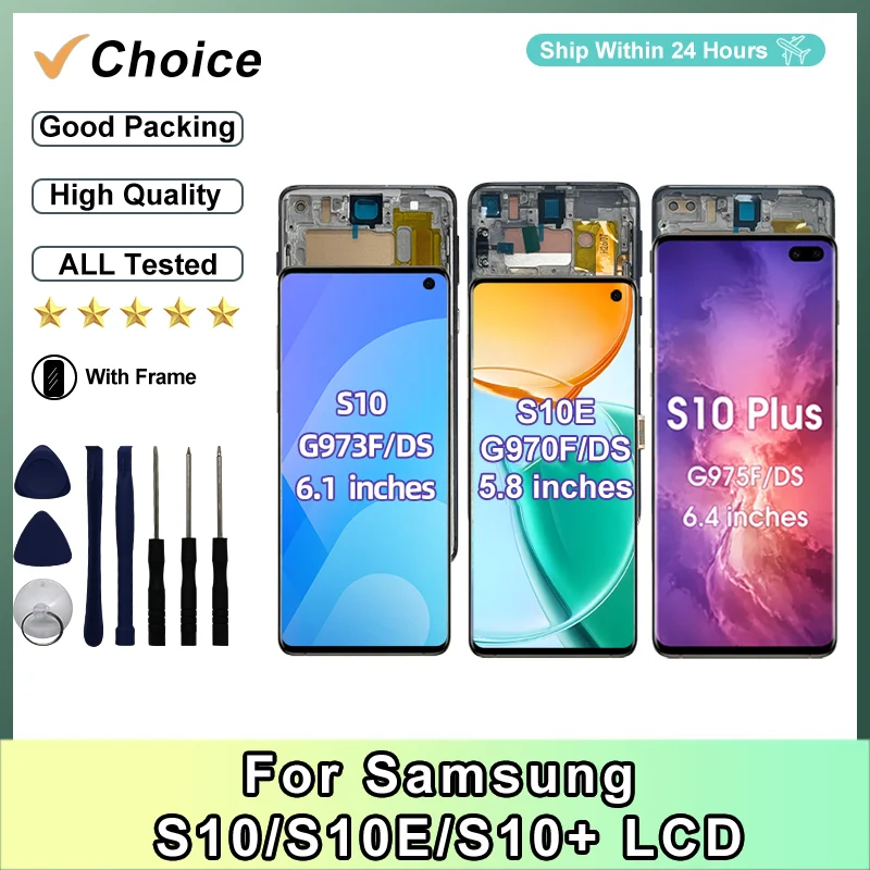 For Samsung S10 S10Plus S10+ S10E LCD Screen With Frame Digital Touch Screen Display Assembly Replacement For Digital Devices