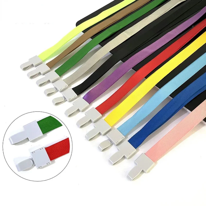 1.5Cm Breedte Nylon Lanyard Voor Id Badge Holder Tag Effen Kleur Neck Strap Pu Leather Pass Toegang Bus Werknemer 'S Card Cover Mouw