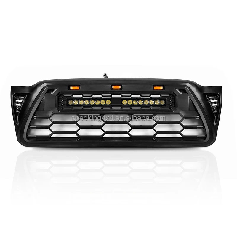 ABS Matte Black Grill With Light Bar for TOYOTA TACOMA 2005-2011 Grill With Light Car Grills