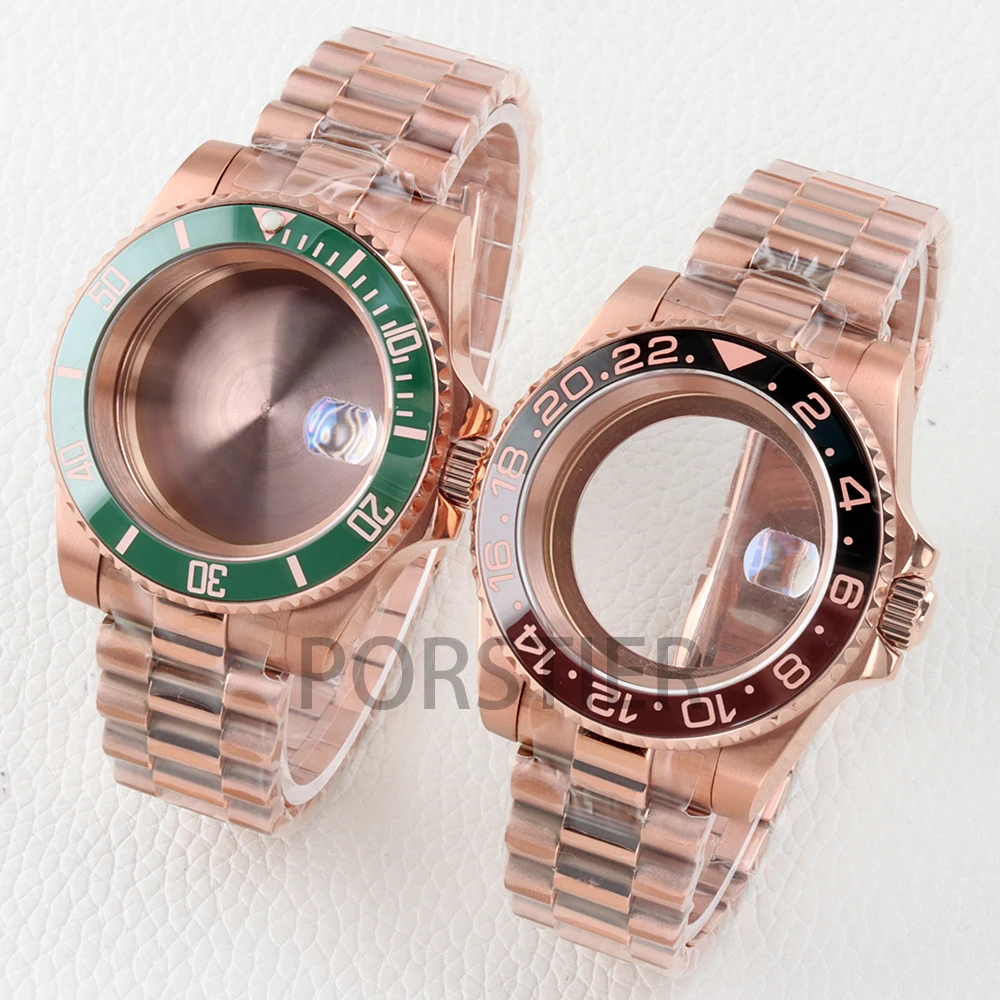 

NH35 Case 40mm Sapphire Glass Rose Gold Pvd for Seiko NH34 NH35 NH36 NH38 Movement SUB/GMT/Yacht-Master Presidential Bracelet