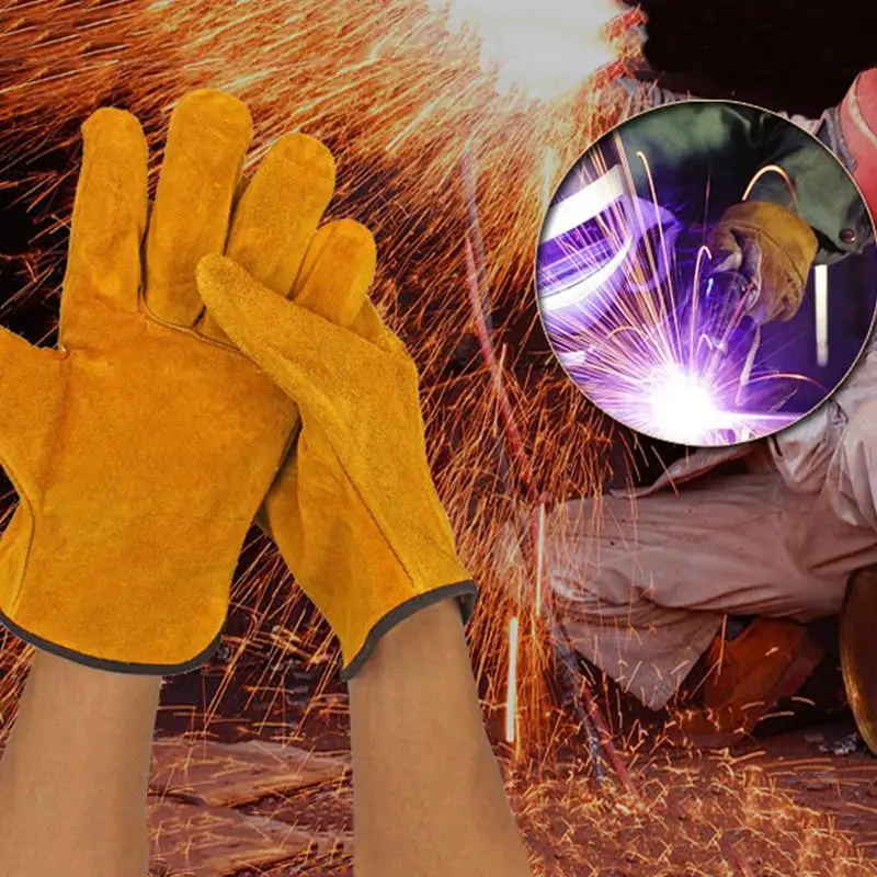U4LA 1PAIR Cowhide Safety Gloves Gloves Сварные сварки сварщики