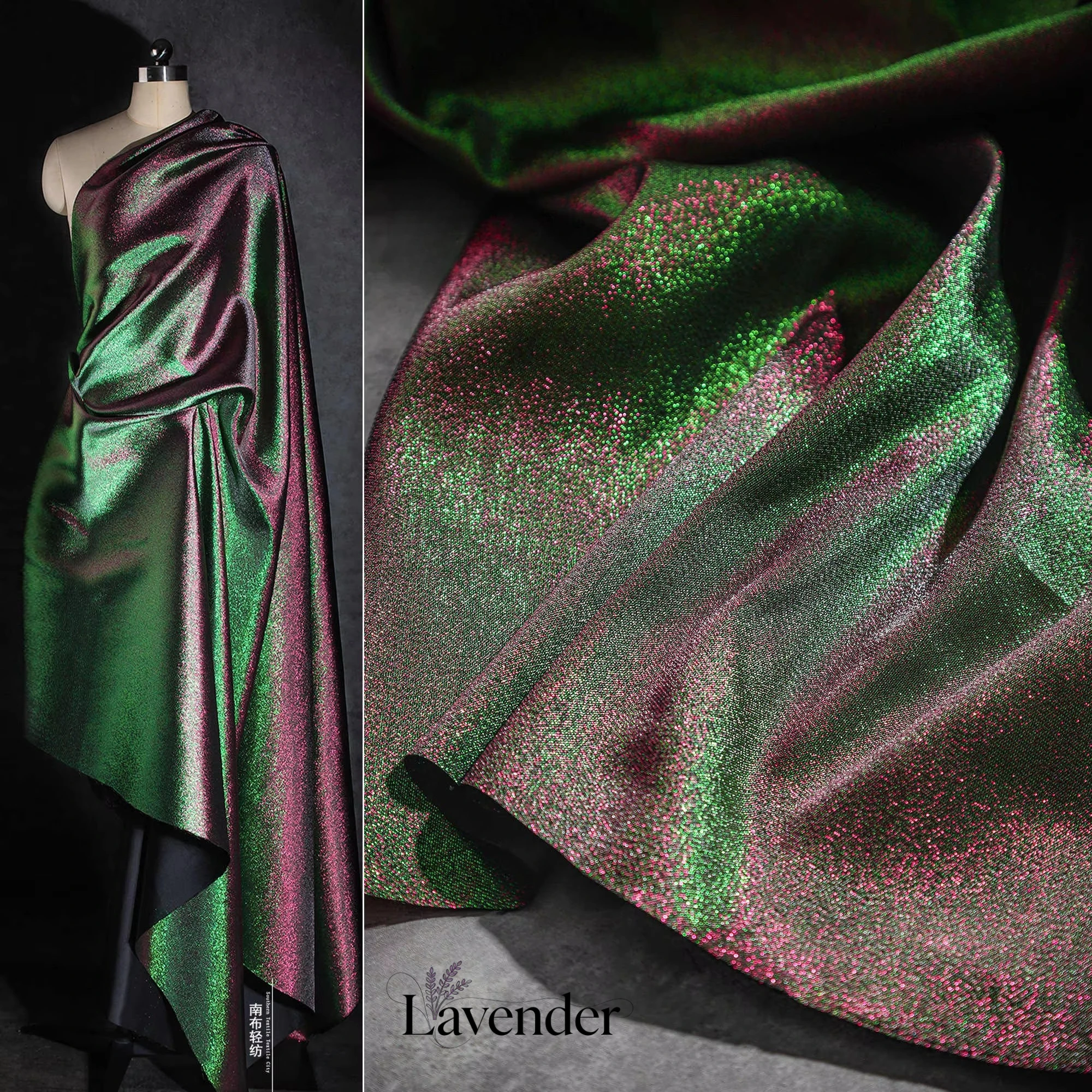 

Two Tone Color Sparkle Polyester Fabric Metallic Yarn Dyed Color Shifting Lame Lurex Fabric for Costume