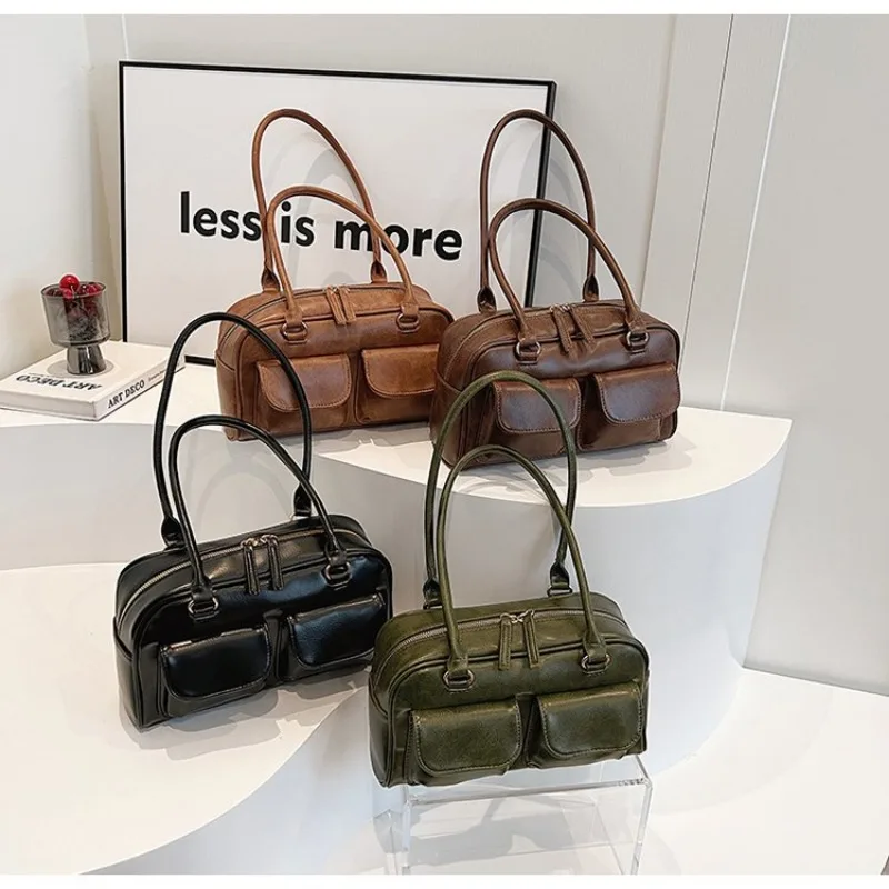 YOUDEYISI коричневая сумка в стиле ретро, женская сумка с двойным карманом, новинка 2024, универсальная сумка на одно плечо, подмышки