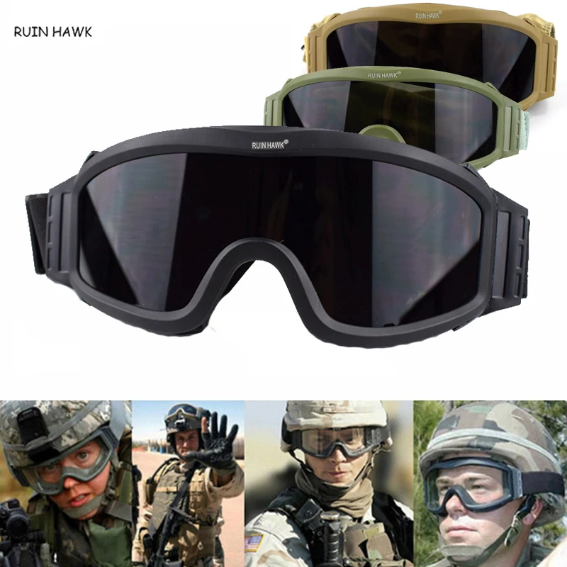 

USMC Tactical Goggles Outdoor Hunting Shooting Glasses Motorcycle Windproof Paintball CS Wargame Goggles 3 Lens