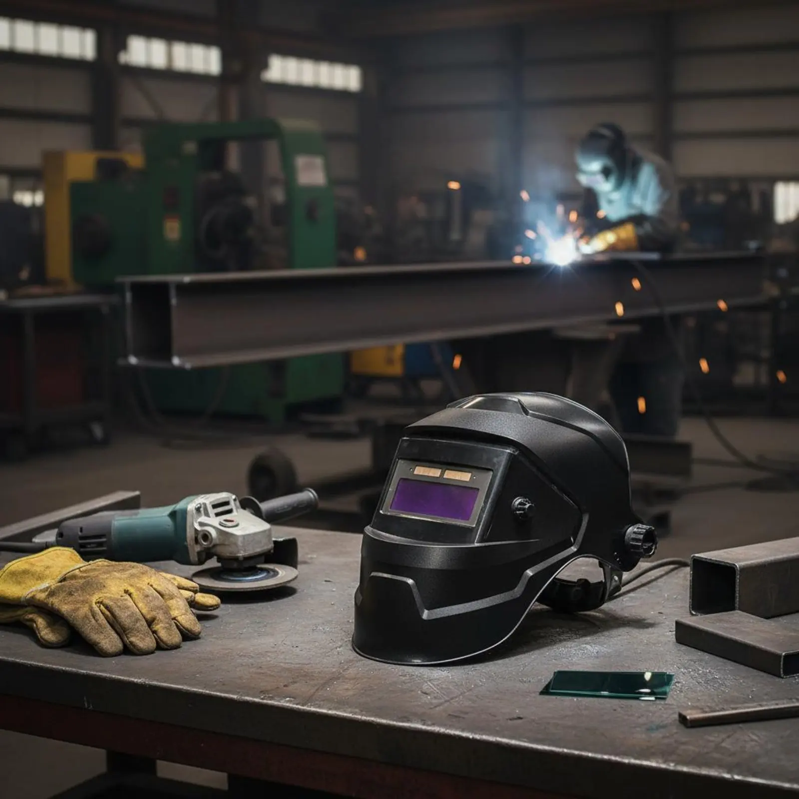 

Автоматически затемняющийся сварочный шлем для металлообработки / Защита от инфракрасного излучения, полнолицевая защита для сварки металла, солнечная батарея, легкий вес