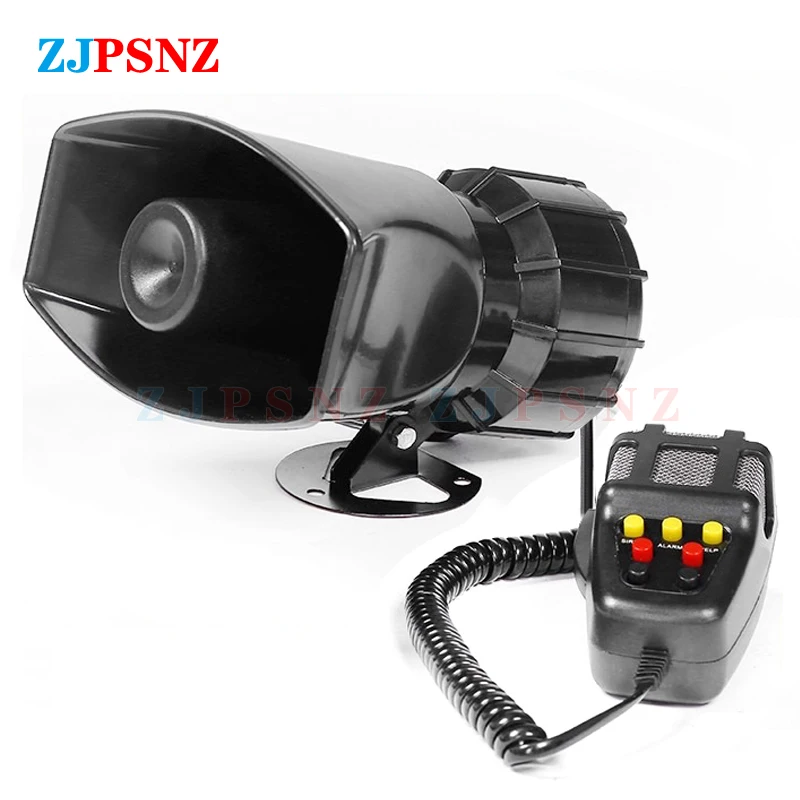 

7Sound 6Sound 1Sound Car Auto Warning Alarm Police Fire Siren Air Bugle PA Speaker Siren Air Horn Megaphone Super Loud Horn 12v