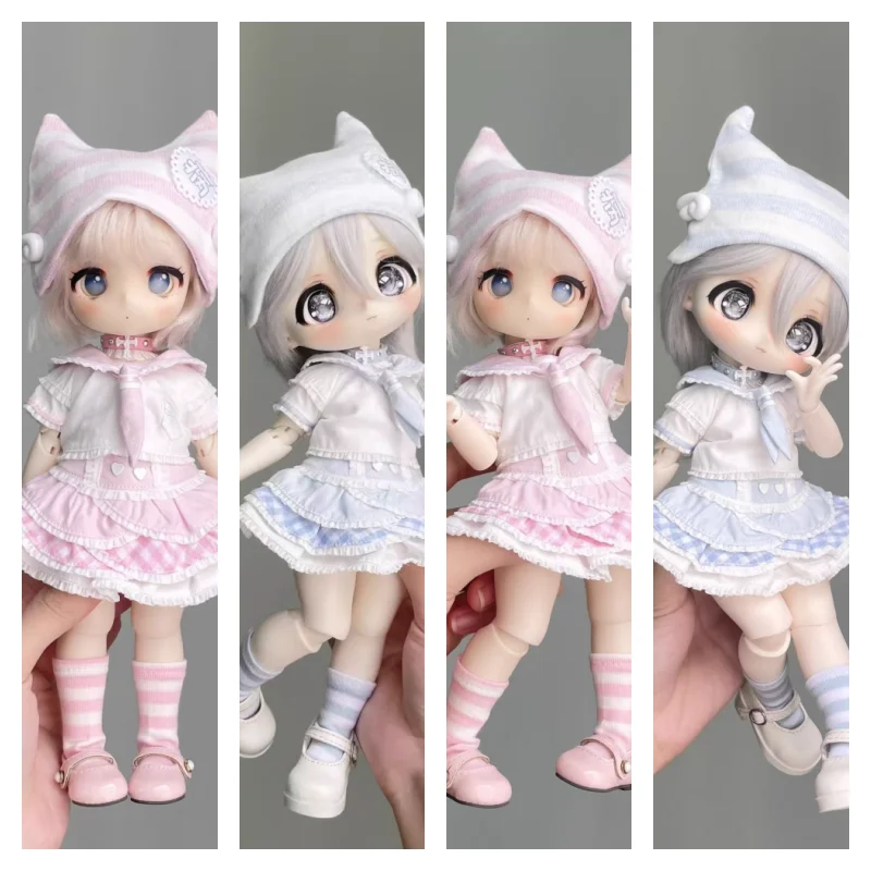 

Одежда для кукол BJD для кукол 1/6, аксессуары, милый розовый, синий комплект, наряд для куклы, подарок, одежда «сделай сам» (только одежда без куклы)