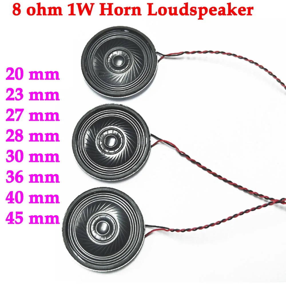 

100PCS/lot Ultra Thin Speaker 8 Ohms 1 Watts 1W 8R Diameter 20MM 23MM, 28MM, 36MM, 40MM, With MX Wire 1.25 Terminal connector