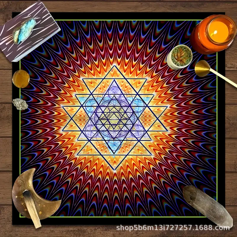 50/75cm Tree of Life Tarot Altar Cloth Sacred Geometry Divination Mat Witchcraft Wiccan Tablecloth Decor Polyester Mat