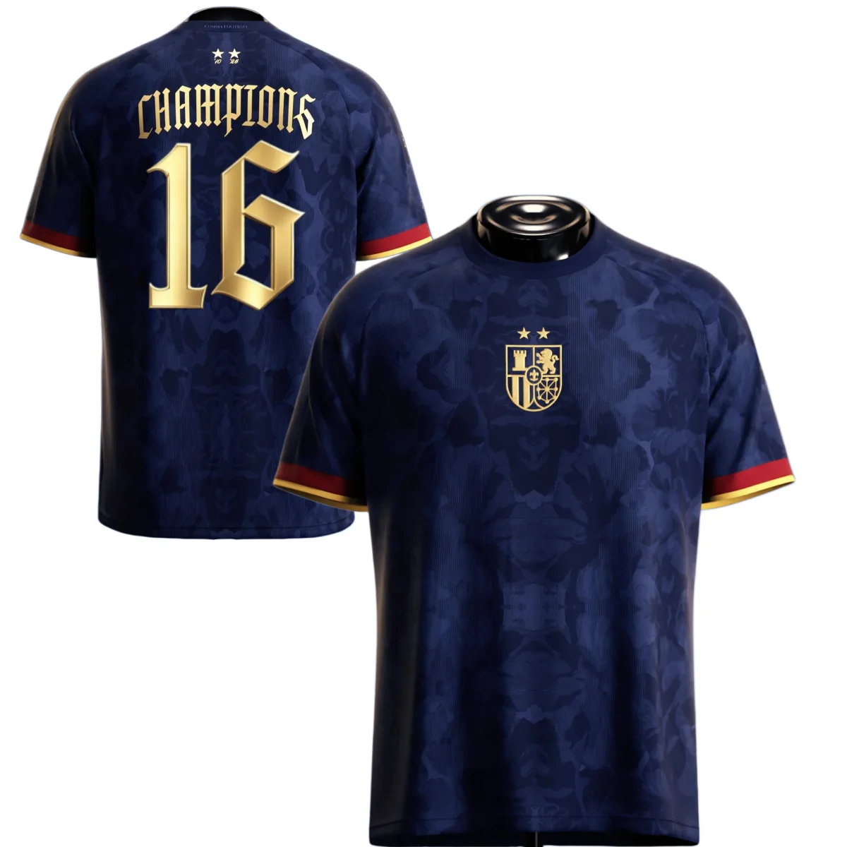 Spanien gewinnt das 2026 Football League Jersey 3D-T-Shirt für Herren und Damen. Bequemes und atmungsaktives Kurzarm-Sweatshirt-Oberteil – Detail 5