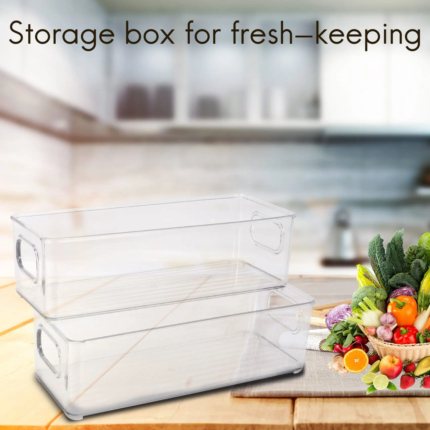 CHCH Refrigerator Organizer Bins, Clear Stackable Plastic Food Storage Rack With Handles For Pantry, Kitchen