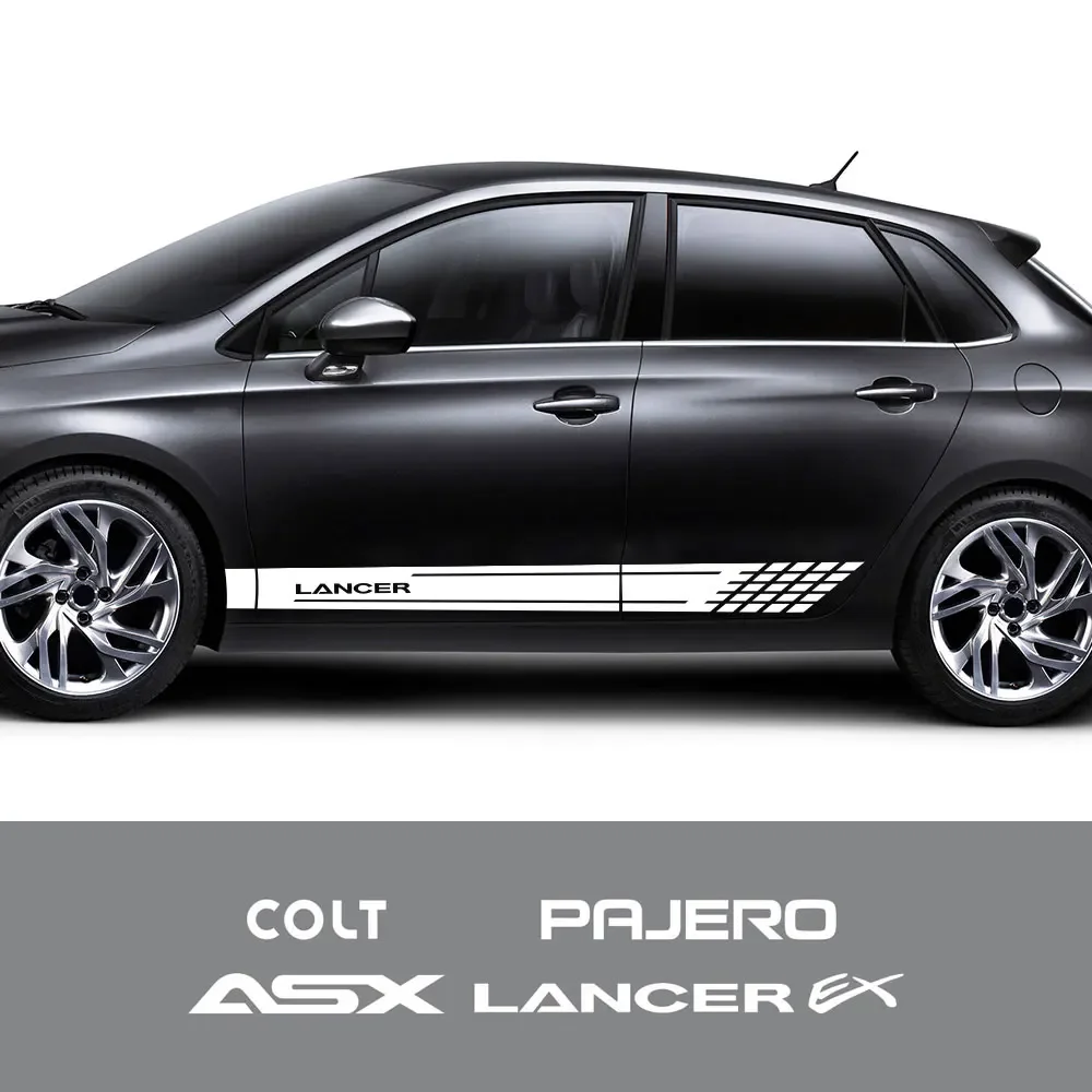 

2pcs Car Side Skirt Stickers For Mitsubishi ASX Lancer EX Outlander Pajero Competition Colt Evolution X Ralliart Accessories